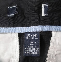LANDS END Black Plain School Uniforms Chino Pants Boys 14 Inseam 27″ NEW
