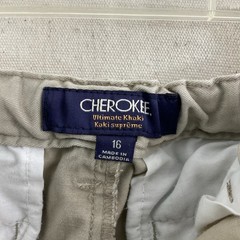 Cherokee Size 16 Cotton Boys Beige Pants Adjustable Waist Pockets – lot 2 styles