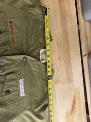 Boy Scouts of America Uniform Shirt Long Youth Large Green Collarless VTG Damage