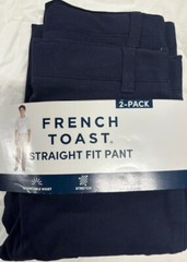 French Toast Boys Uniform Straight Fit Adjustable Waist Pants 2 PK(NAVY 6)NWT