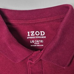 IZOD Polo Shirt Boys L 14/16 Burgundy Short Sleeve School Uniform Pique