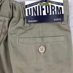 Authentic School Uniform Shorts Boys 8 Beige Elastic Waist Pleated Front NWT