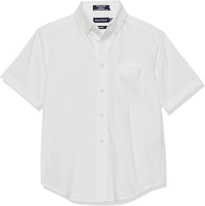 SET OF TWO Nautica Boys’ School Uniform Shirts Size S(8) White Short Sleeve