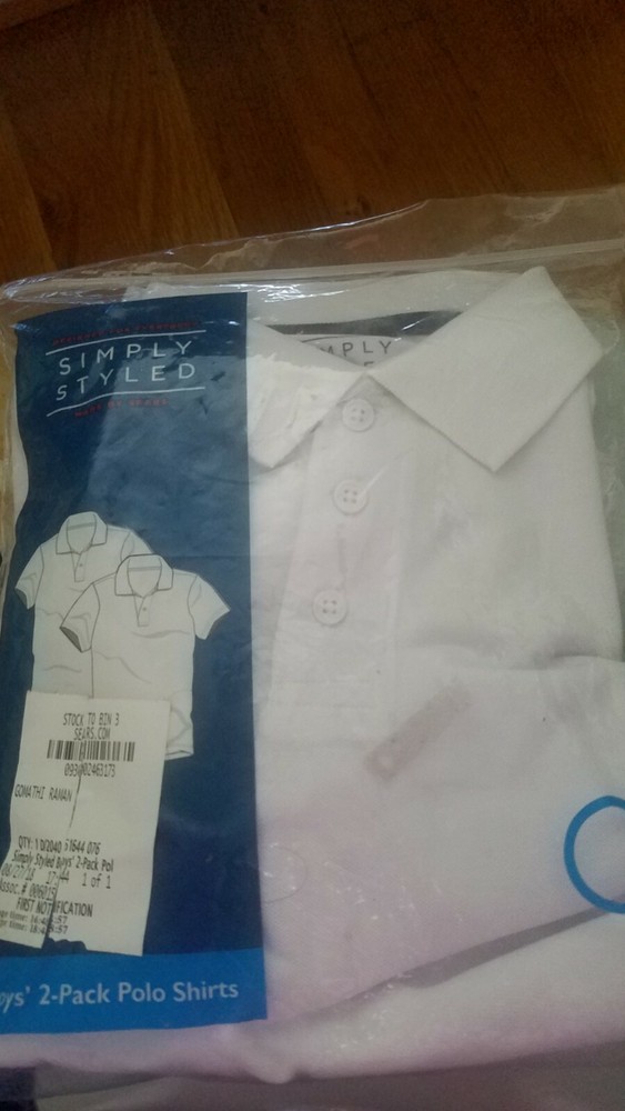 Simply Styled Boys’ Uniform White 2-Pack Polo Shirts LARGE (10/12)
