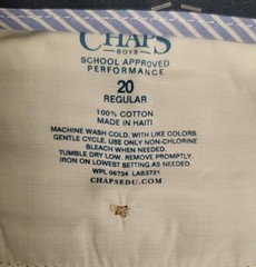 Chaps Uniform Pants Boys 20 Regular Navy Blue School Approved Pleated Twill