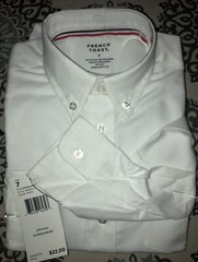 French Toast White Long Sleeve Oxford Button Down Uniform Shirt Size 7
