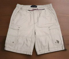 Kids Shorts US Polo Assn Size 10/12 Flat Front Cotton Light Beige