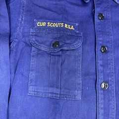 VINTAGE Cub Scouts BSA Shirt Blue Uniform w/ Patches Pins Hat Scarf Plus 50s