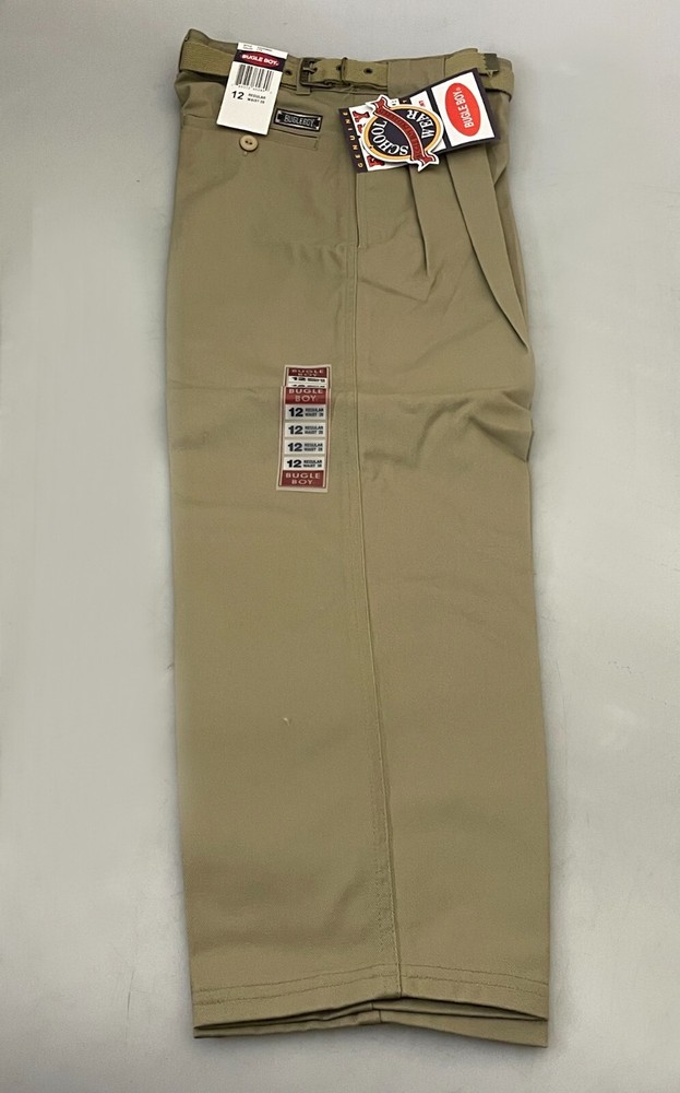 Bugle Boy Khaki Pants Boys Pants Prep School Uniform w/ Belt Sizes: 8 – 20