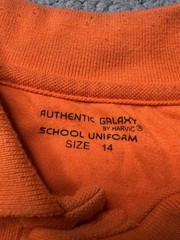 Orange School Uniform Short Sleeve Shirt Unisex Size 14