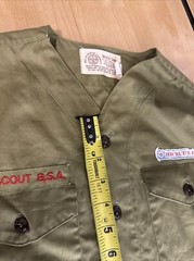 Boy Scouts of America Uniform Shirt Long Youth Large Green Collarless VTG Damage