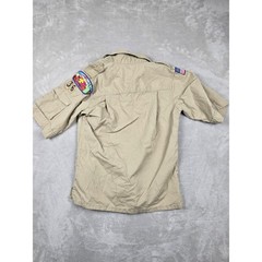 Boy Scouts of America Shirt Kids Youth M Tan Poly Cotton Patches Gorpcore