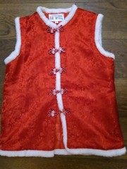 CHINESE Red Embroidered Dragon Brown Silk Vest Traditional size 5 T Big Boys NEW