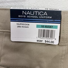 Nautica Uniform Khakis Formal Pants Boys Youth Size 16 Husky Basic New