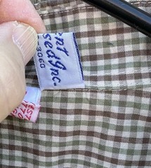 ORIENT EXPRESSED Size 7 Button Down Dress Shirt Brown Green Tiny Gingham