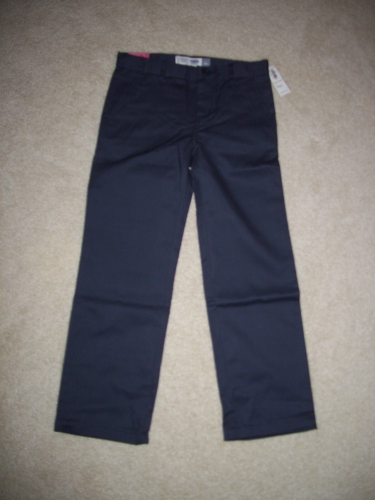 NEW Old Navy Straight Droit Boys Navy Blue Flat Front Uniform Pants Size 7