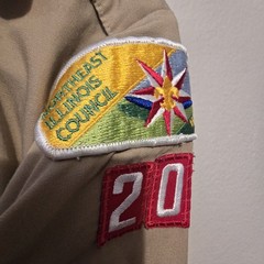 Boy Scouts America BSA Tan Uniform Shirt Youth LG Patches Northeast Illinois USA