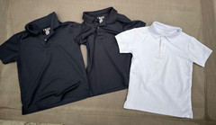 LOT of 3 Boys uniform IZOD PERFORMANCE Polo Shirts navy blue white 6-7