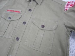 Vintage Boy Scouts Of America Shirt Youth Medium Green Uniform Patches 60s