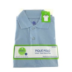Real School Uniforms Pique Polo Shirt Unisex Short Sleeve Blue Youth XS 4/5