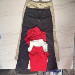 School Uniform Set: 6 Pieces: Short Sleeve Polo Shirts & Pants M 10/12