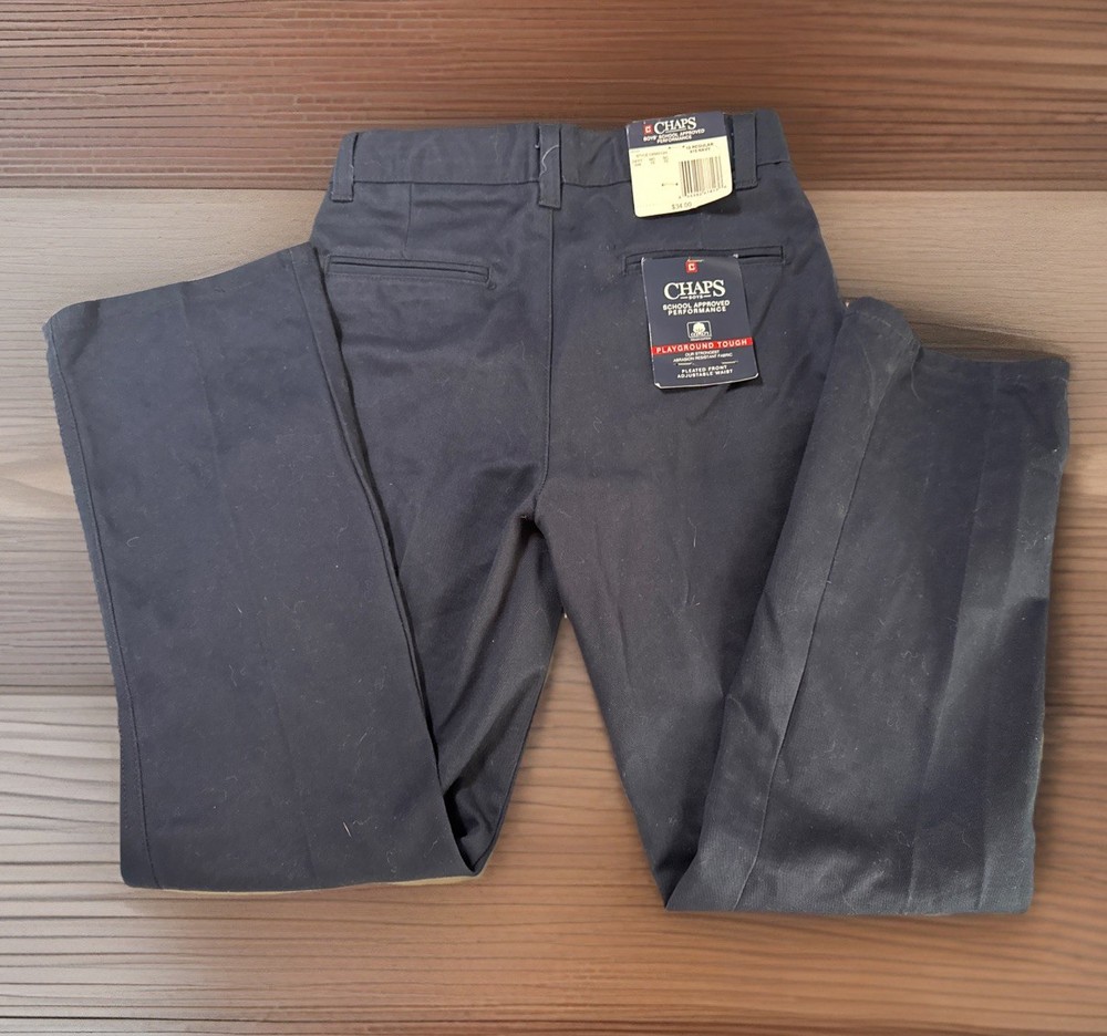 Chaps NWT Boys’ School Approved Blue Pleated Front Pants Size 10 (25×25”)