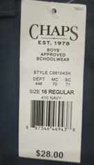 New CHAPS School Approved Uniform SHORTS Boys 16 Navy Blue Flat Front