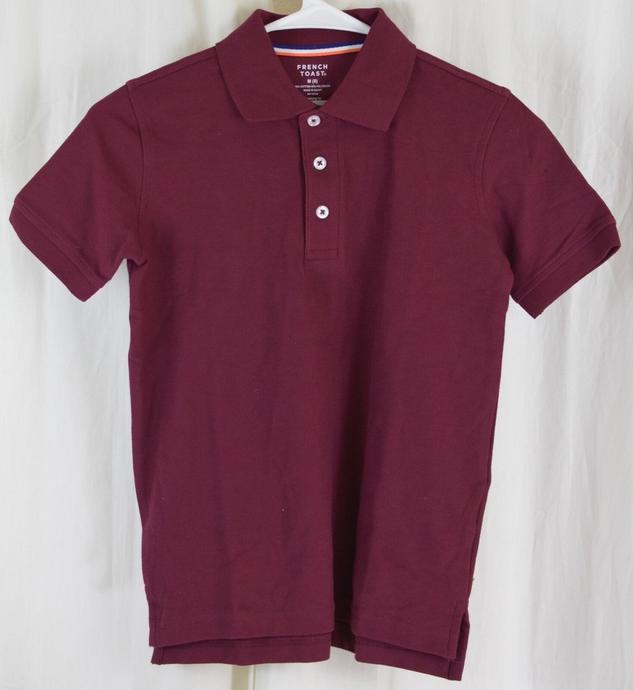 French Toast Boys’ Short Sleeve Pique Polo Uniform Shirt Burgundy Size 8