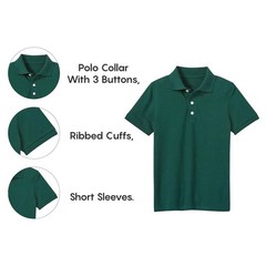5-Pack Hunter Green Boy’s School Polo Shirts~60% Cotton/40 Poly~Tagless~sz M 8Y