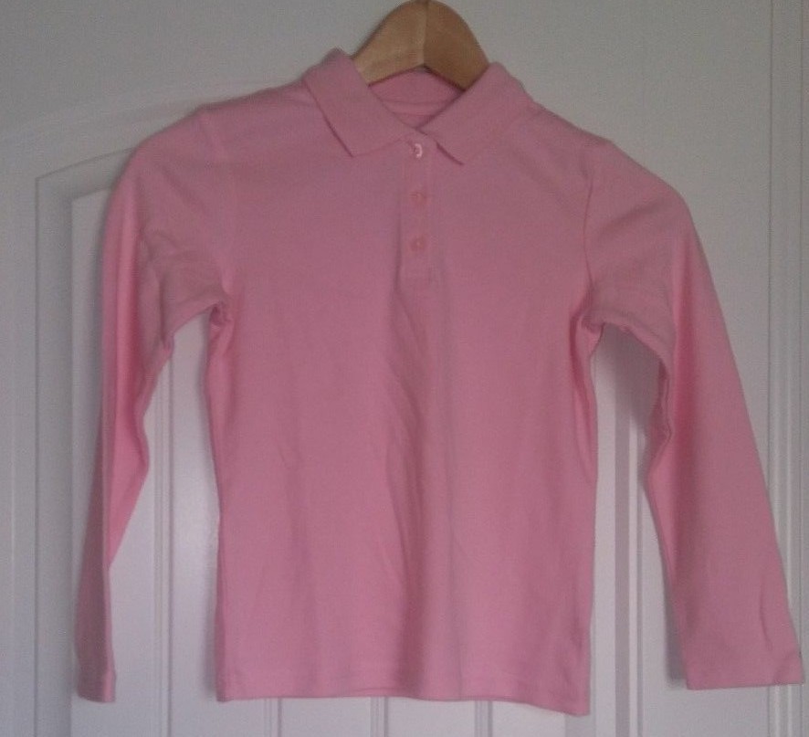 George Boys School Uniforms Long Sleeve Polo Shirt Pink Size Small 6-6X