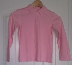 George Boys School Uniforms Long Sleeve Polo Shirt Pink Size Small 6-6X