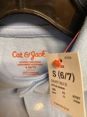 New Light Blue Polo Size 6-7 Short Sleeve Shirt School Uniform Cat & Jack