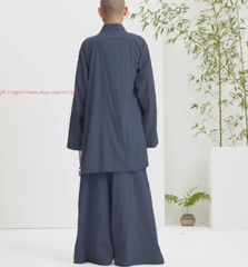 Buddhist Shaolin Monk Robe Full Set/Cotton Thin Kung Fu Suit Meditation Uniforms