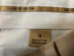 Class Club Flat Front Khaki Pants Size 12 NWOT