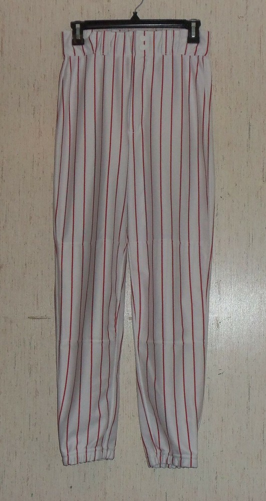 NEW BOYS Wilson WHITE W/ RED PINSTRIPE KNIT BASEBALL UNIFORM PANTS SIZE S
