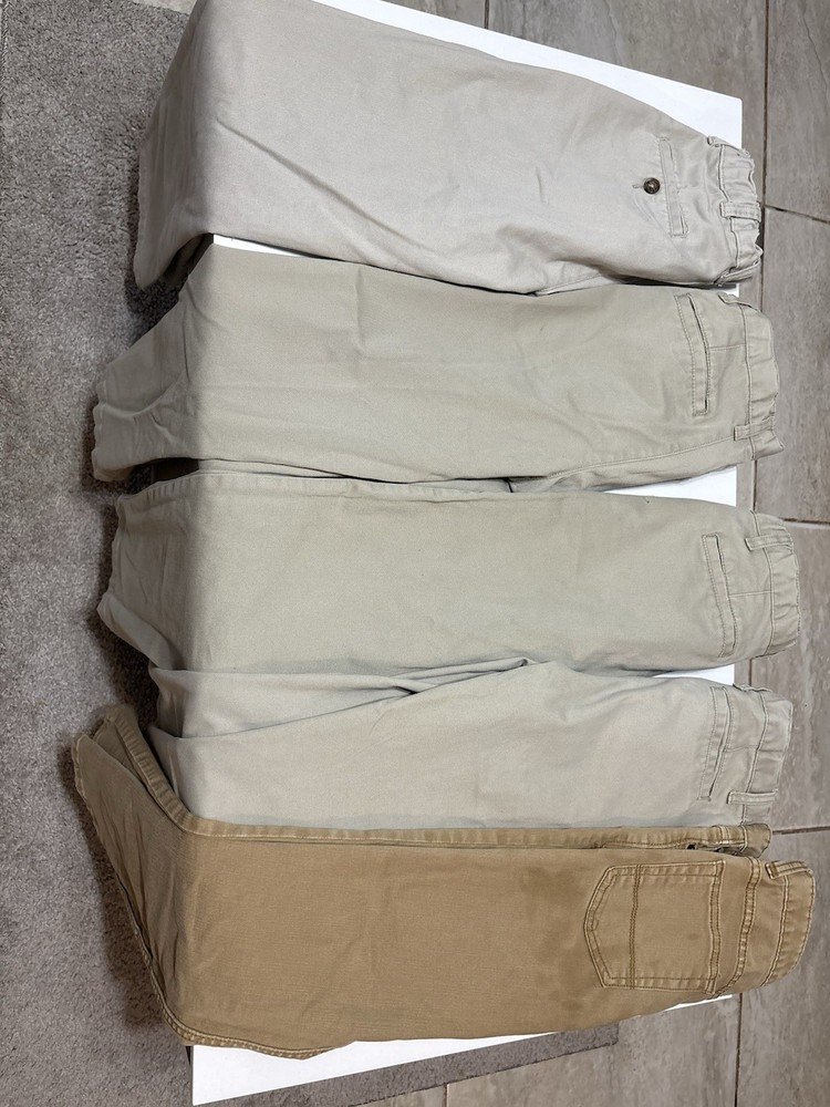 Youth Boys Size 12 Uniform Khaki Pants School Lot Bundle Of 5 Read*