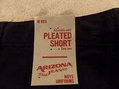 Boys, Arizona Jeans, School Uniform Shorts, Size:16,Pleated Front,Blue,NWT