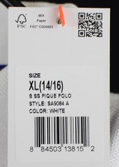 French Toast Boys Short Sleeve Pique Polo Uniform Shirt White Size 14/16