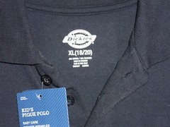 NWT Dickies Kids Teens Pique Polo Shirt, Navy Blue School Uniform Sz XL 18 / 20