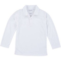 George Polo Shirt Boys White Long Sleeve Collared Performance School Uniform XL