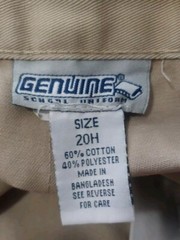 School Uniform Shorts Boys 20 Husky Beige Khaki Zipup Pockets Hook & Loop