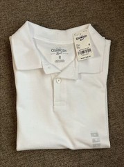 NEW Oshkosh Boys Size 8 School Uniform Polo Style Shirt Short Sleeve White
