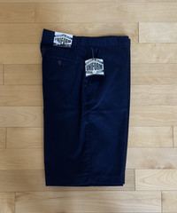 1 Boys Navy Flat Front Twill Chino School Uniform Shorts Adjust Waist SIZE 20
