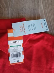NWT Cat & Jack Boys Size L 12/14 Short Sleeve School Uniform Polo Shirt Red