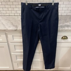 Lands End Pants Boys 16 Husky Navy Chino Uniform Flat Front School Dress