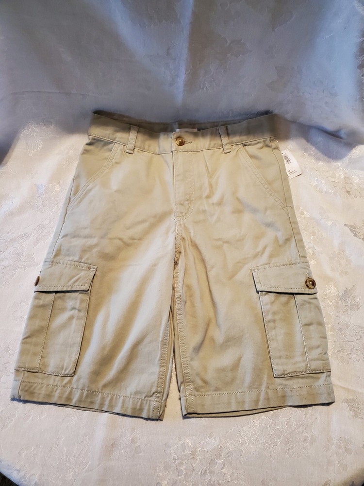 OLD NAVY Youth Boys Size 12 Khaki/Beige Cargo Shorts Adjustable Waist NWT *Spots