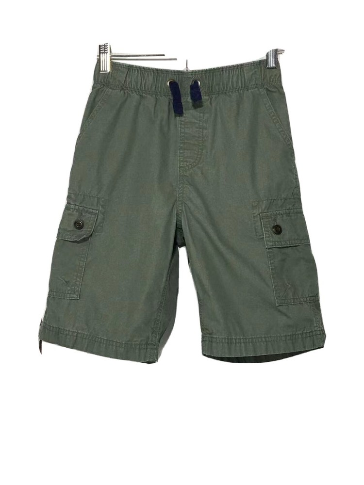 Lands end boys active chino shorts Sz M Green Cotton Pull on Elastic Waist