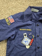 Vintage Boy Scouts Of America Shirt Boys 14-16 Blue Official Uniform