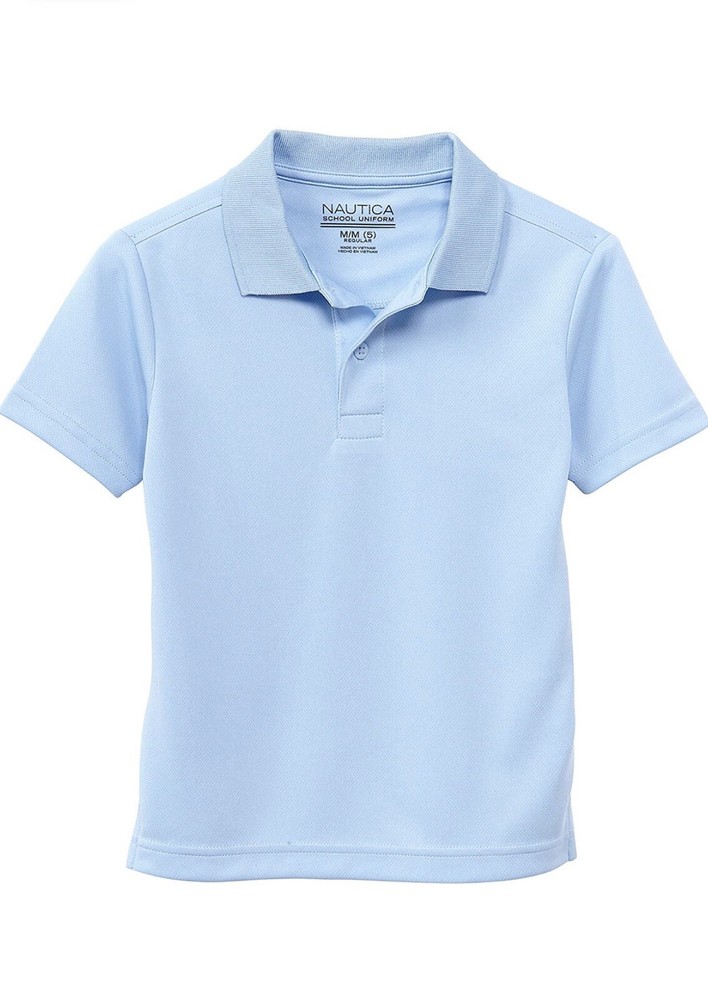 Nautica Boys Polo School Uniform Shirt Cotton Blend Light Blue Size L (14-16)