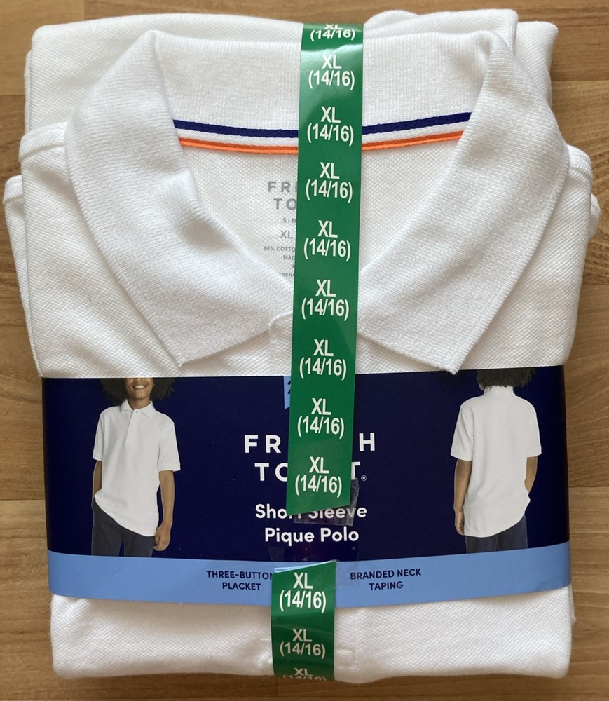 French Toast 2 Pack schoolwear Polo Shirt Boys White Size XL (14/16)